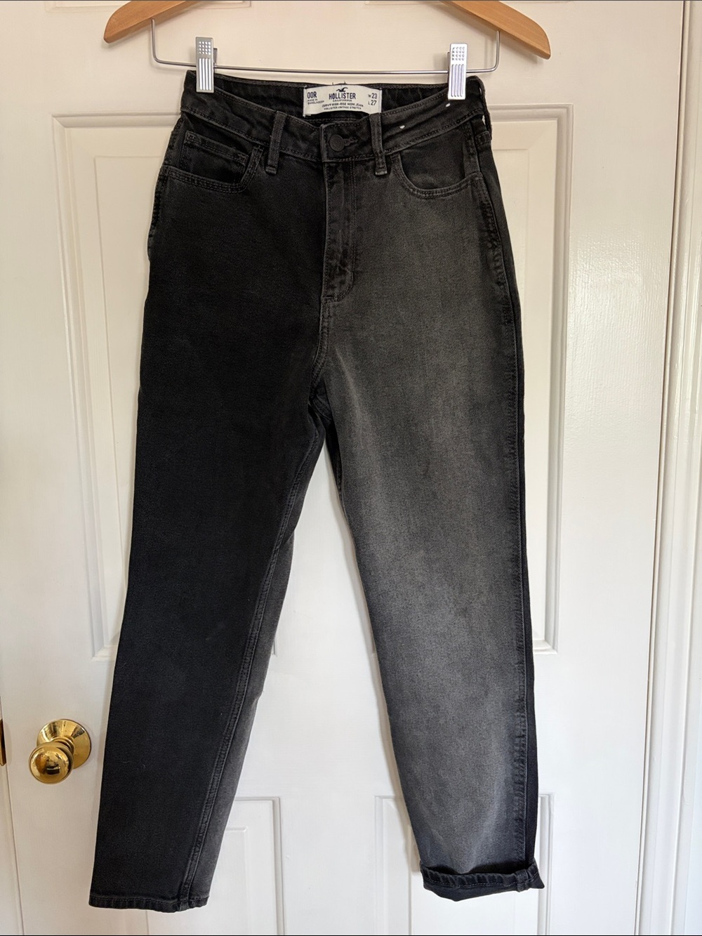 Hollister Curvy High-Rise Mom Jeans Two Tone Colour Block W23 L27 Size 00